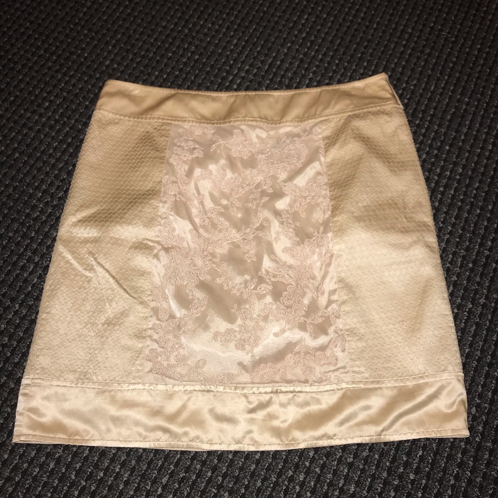 silk satin mini skirt with embroidery